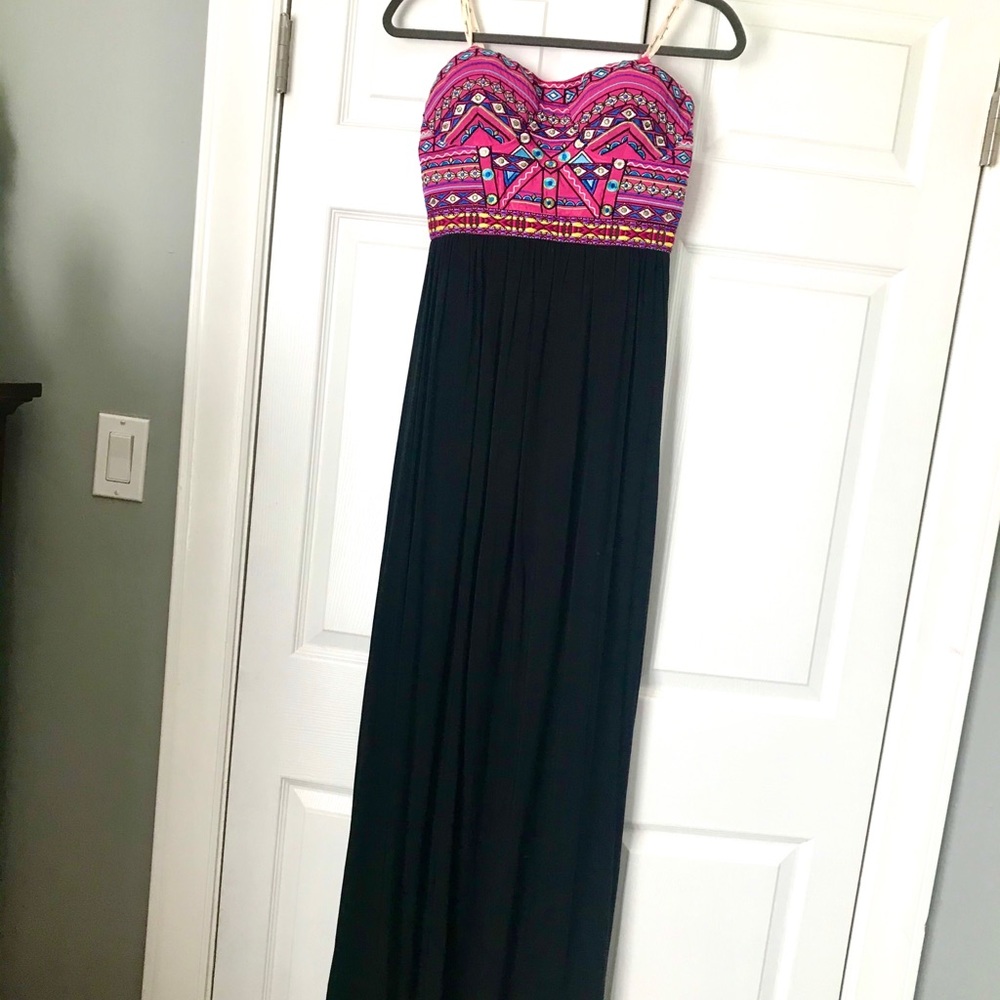 Strapless Maxi Patterned Dress